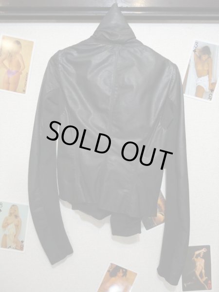 画像2: 【未使用】2013S/S Rick Owence(リックオウエンス)ハイネックレザージャケット (2)