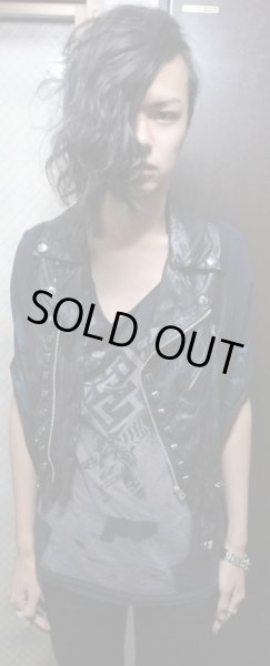 画像2: 【USED】UNDER COVER(アンダーカバー)スタッズ装飾ドッキングレザーライダースジャケット (2)