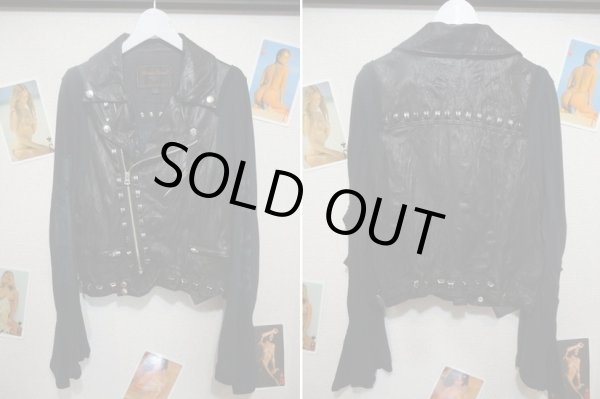 画像3: 【USED】UNDER COVER(アンダーカバー)スタッズ装飾ドッキングレザーライダースジャケット (3)