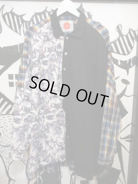 画像2: 【USED】HIRO(ヒロ)柄切替オーバーサイズシャツトップス (2)