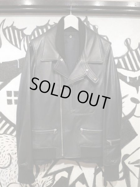 画像2: 【USED】UNDER COVER ISM(アンダーカバー イズム)レイヤードデザインレザーライダースジャケット (2)