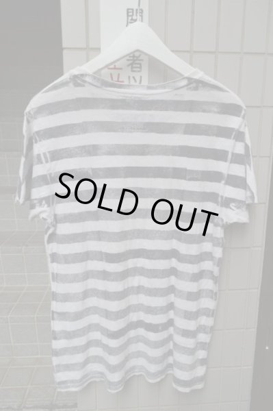 画像2: 【USED】keisuke kanda(ケイスケカンダ)手刷りボーダー柄Tシャツ (2)