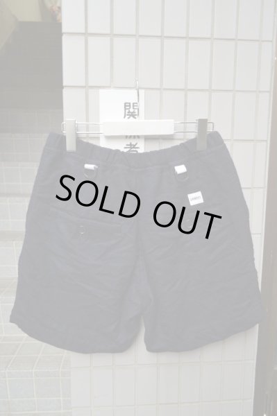 画像2: 【USED】GANRYU(ガンリュウ)濃紺ウール地縮絨ショーツ (2)