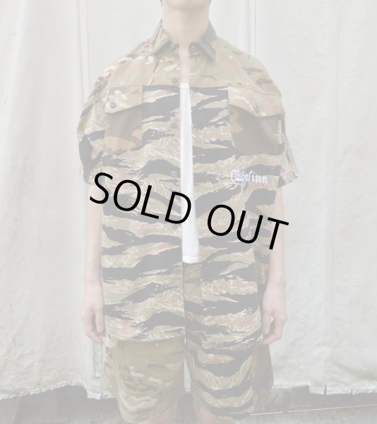 画像5: 【USED】HIRO(ヒロ)カモ柄切替半袖ビッグシャツ (5)