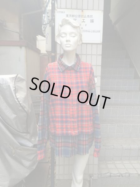 画像5: 【USED】PHINGERIN(フィンガリン)チェック柄ドッキング切替ネルシャツ (5)