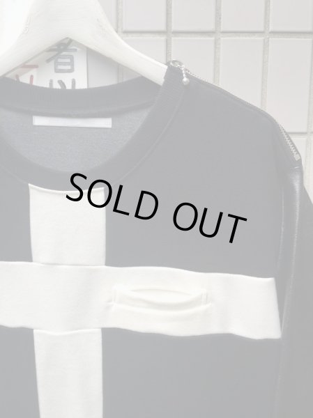 画像3: 【USED】LUCIOLE JEAN PIERRE(リュシオル ジャンピエール)レザー切替クロススウェット (3)