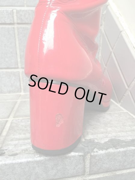 画像6: 【banal chic bizarre バナルシックビザール】赤パテントサイドジップヒールブーツ (6)