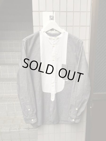 画像3: 【JUVENILE HALL ROLLCALL ジュベナイル ホール ロールコール】デニム地切替リボンフーディーシャツ (3)