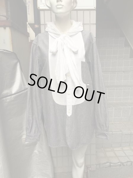 画像6: 【JUVENILE HALL ROLLCALL ジュベナイル ホール ロールコール】デニム地切替リボンフーディーシャツ (6)