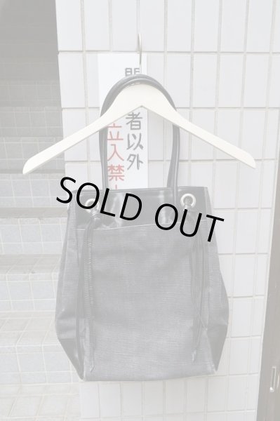 画像2: 【Y's YOHJI YAMAMOTO ワイズ ヨウジヤマモト】コットン×レザー切替ハンドバッグ (2)