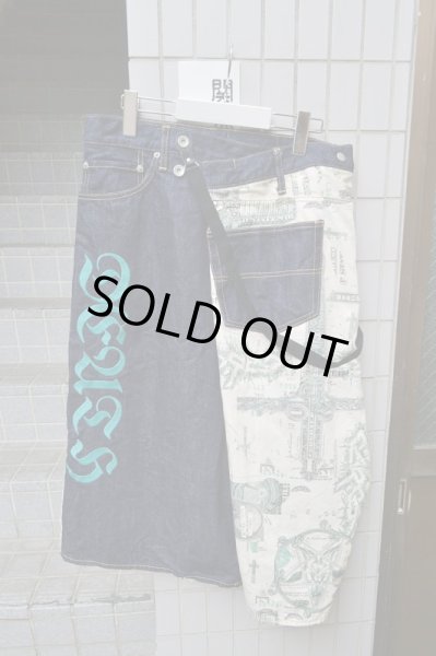 画像2: 【HIRO ヒロ】ドル札柄切替巻きデニムパンツ (2)