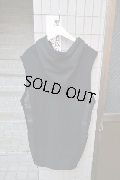 画像2: 【CHRISTIAN DADA クリスチャンダダ】スウェット×レザー切替プルオーバースウェットパーカー (2)