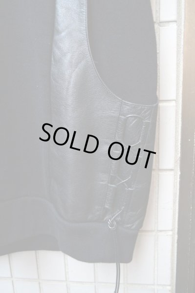 画像3: 【CHRISTIAN DADA クリスチャンダダ】スウェット×レザー切替プルオーバースウェットパーカー (3)