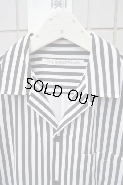 画像3: 【JOHNLAWRENCE SULLIVAN ジョンローレンスサリバン】白×黒ストライプ柄開襟シャツ (3)