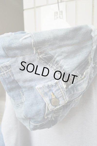 画像4: 【DE:CODE デ コード】USEDデニム切替デザインスウェットパーカー (4)