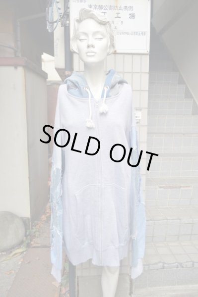 画像6: 【DE:CODE デ コード】USEDデニム切替デザインスウェットパーカー (6)