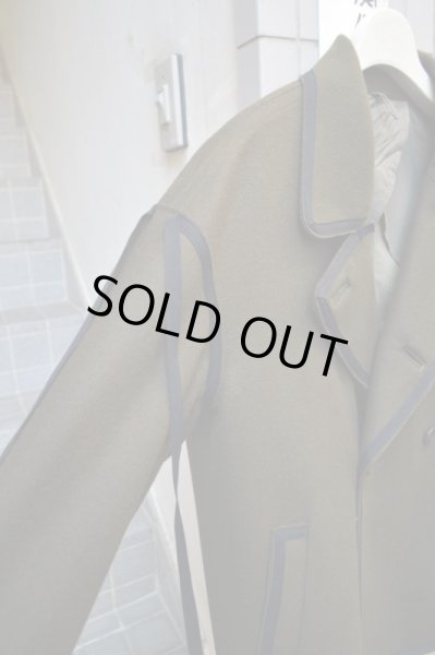 画像4: 【JUVENILE HALL ROLLCALL ジュベナイル ホール ロールコール】カーキテーピング装飾メルトンPコート (4)