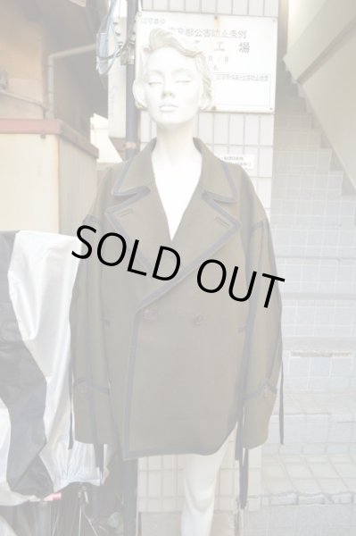 画像7: 【JUVENILE HALL ROLLCALL ジュベナイル ホール ロールコール】カーキテーピング装飾メルトンPコート (7)