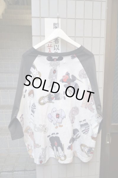 画像2: 【HEIHEI ヘイヘイ】ホラー柄切替ラグランカットソー (2)