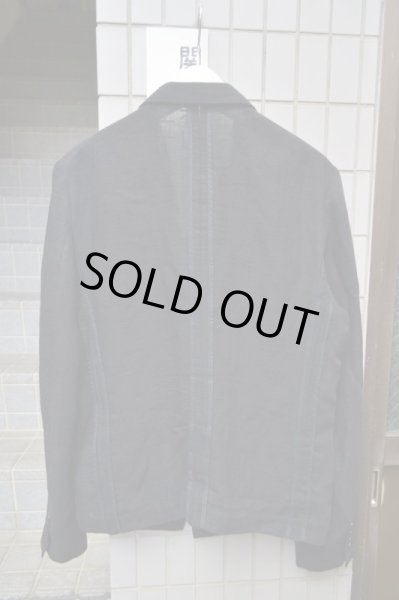 画像2: 【ART COMES FIRST アートカムズファースト】リネン昆羽織りジャケット 黒 (2)