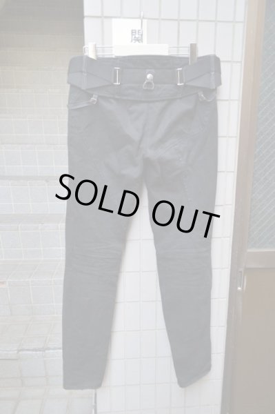 画像2: 【hussein chalayan フセインチャラヤン】デザインスキニーパンツ 黒 (2)