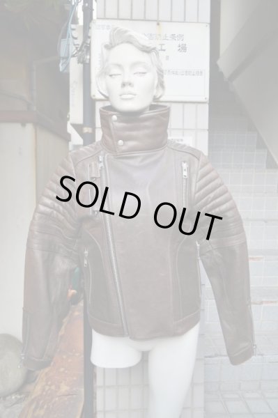 画像7: 【banal chic bizarre バナルシックビザール】ハイネックレザーライダースジャケット (7)