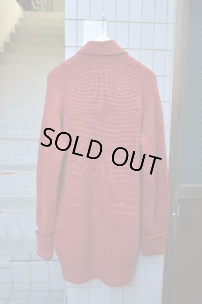 画像4: 【YANTOR ヤントル】ショールカラーニットカーディガン エンジ (4)