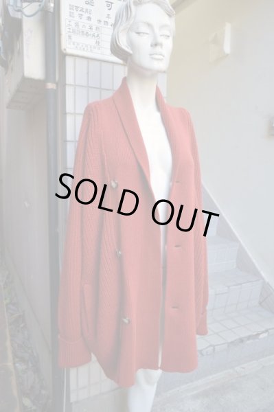 画像2: 【YANTOR ヤントル】ショールカラーニットカーディガン エンジ (2)