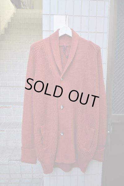 画像3: 【YANTOR ヤントル】ショールカラーニットカーディガン エンジ (3)