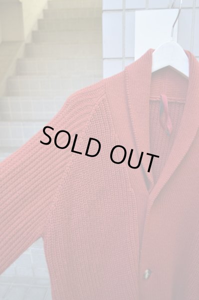 画像5: 【YANTOR ヤントル】ショールカラーニットカーディガン エンジ (5)