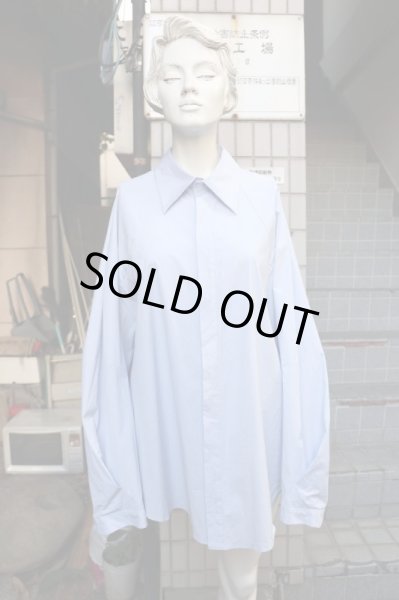 画像7: 【chloma クロマ】シェルスリーブシャツ サックスブルー (7)