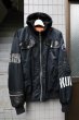 画像1: 【HIRO ヒロ】ナイロン×レザービッグMA-1ジャケット 黒 (1)