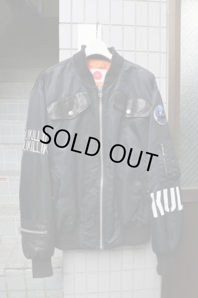 画像3: 【HIRO ヒロ】ナイロン×レザービッグMA-1ジャケット 黒 (3)