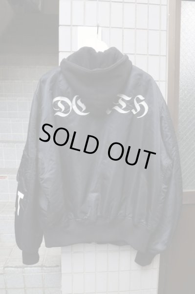 画像2: 【HIRO ヒロ】ナイロン×レザービッグMA-1ジャケット 黒 (2)