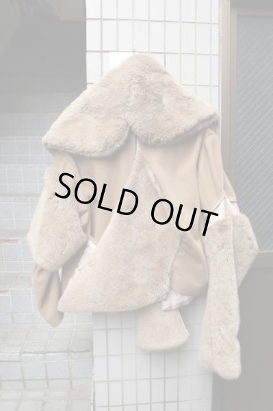 画像2: 【NOZOMI ISHIGURO Haute Couture ノゾミイシグロ オートクチュール】変形デザインウール×エコファージャケット (2)