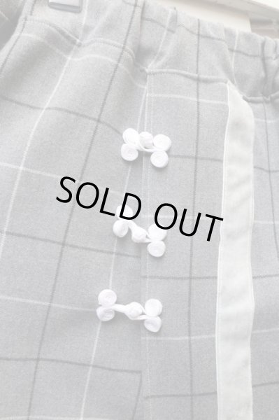 画像3: 【q-haku くうはく】グレンチェック柄チャイナワイドイージーパンツ (3)