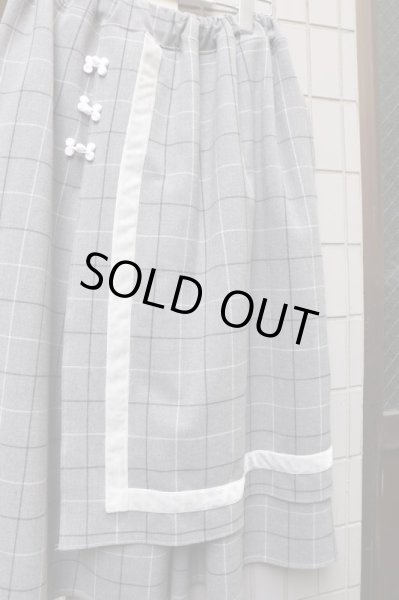 画像4: 【q-haku くうはく】グレンチェック柄チャイナワイドイージーパンツ (4)