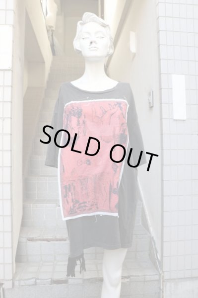 画像8: 【JUVENILE HALL ROLLCALL ジュベナイル ホール ロールコール】フリンジ装飾グラフィック柄ビッグTシャツ OFF BLACK (8)