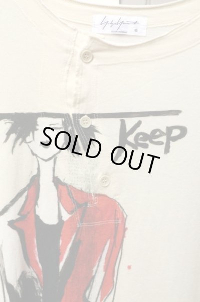 画像3: 【Yohji Yamamoto POUR HOMME ヨウジヤマモト プールオム】I'll CUT YOU デッザンペイント柄ヘンリーネック半袖カットソー (3)