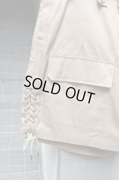 画像4: 【FACETRASM ファセッタズム】レースアップミリタリーショートパンツ ベージュ (4)