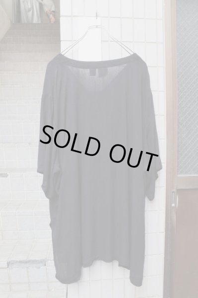 画像2: 【VINTAGE/USED古着】レーヨンノーカラービッグシャツ BLACK (2)