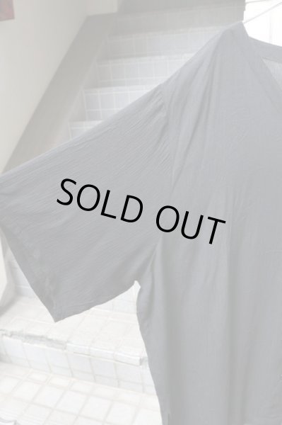 画像3: 【VINTAGE/USED古着】レーヨンノーカラービッグシャツ BLACK (3)