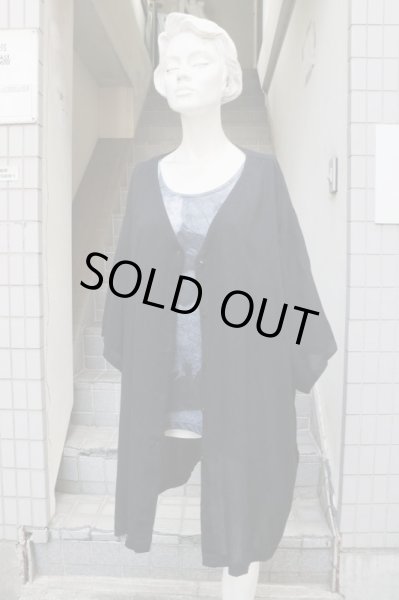 画像4: 【VINTAGE/USED古着】レーヨンノーカラービッグシャツ BLACK (4)