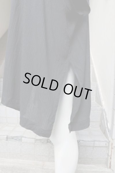 画像6: 【VINTAGE/USED古着】レーヨンノーカラービッグシャツ BLACK (6)