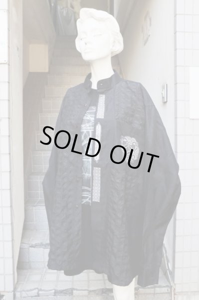 画像7: 【VINTAGE/USED古着】デザインスタンドカラービッグシャツ BLACK (7)