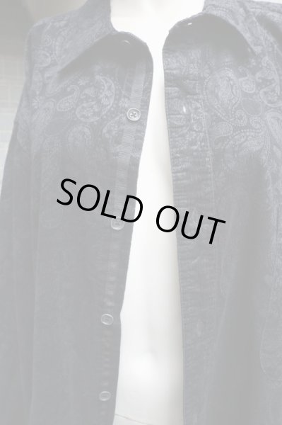 画像5: 【VINTAGE/USED古着】コーデュロイペイズリー柄オーバーサイズシャツ BLACK (5)