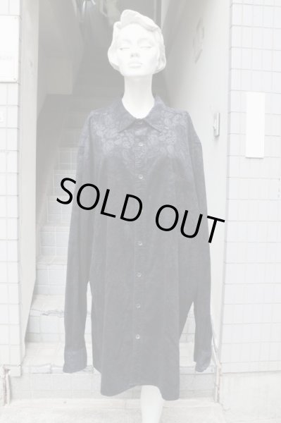 画像7: 【VINTAGE/USED古着】コーデュロイペイズリー柄オーバーサイズシャツ BLACK (7)