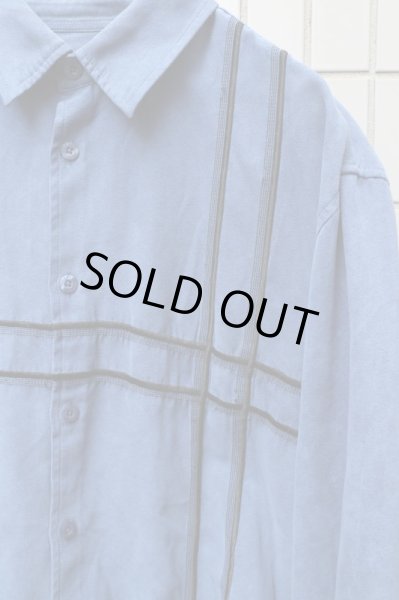 画像4: 【VINTAGE/USED古着】ライン刺繍スウェードビッグシャツ (4)