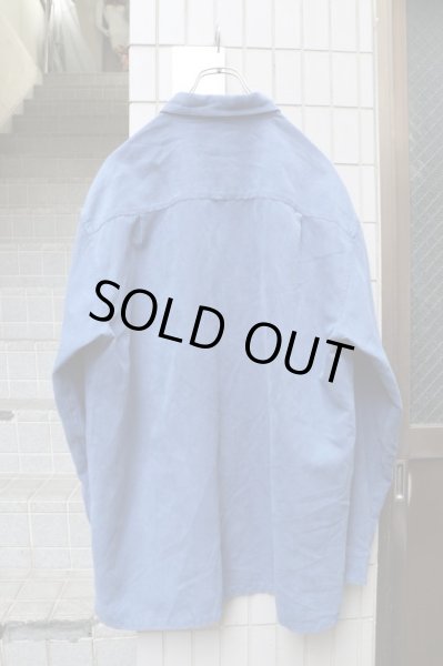 画像2: 【VINTAGE/USED古着】ライン刺繍スウェードビッグシャツ (2)