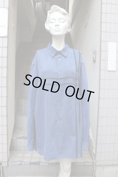 画像6: 【VINTAGE/USED古着】ライン刺繍スウェードビッグシャツ (6)